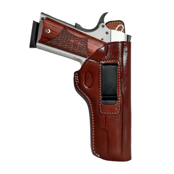 COLT 1911 4'' 4.25'' FM Hand Made Leather Holster Right Hand BL1 - Picture 3 of 8